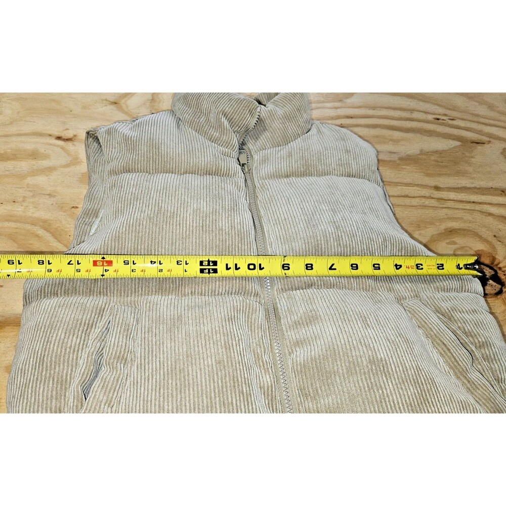 CI SONO Sz large Corduroy Sherpa faux fur lined Crop Puffer Vest Ribbed - Picture 6 of 11